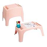 LAPGEAR Turtle Table Kids Flexible Seating Lap Desk Tray with Storage for Snacks, Play, Classroom, and Sensory Activities - Rose Quartz - Pack of 8 - Style No. 20004