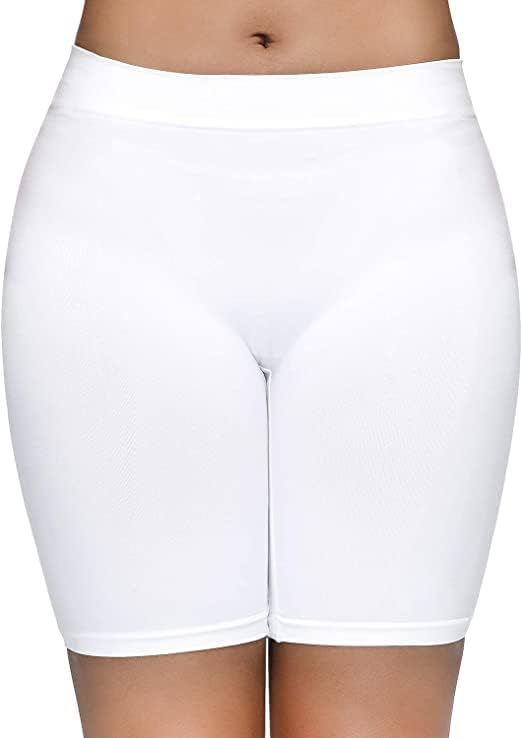 Women's Soft Pure Cotton Spandex High Waist Seamless Cycling Shorts/Biker Shorts/Boyshort Panties/Under Skirt Shorts/Slip Shorts/Running Shorts/Workout Shorts for Yoga (Size - Medium) White-image-26