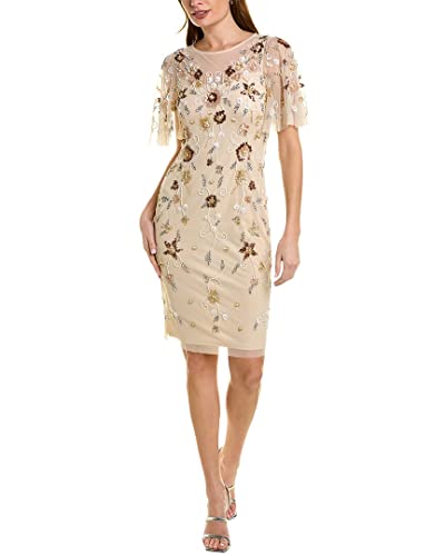 Image of Adrianna Papell Women's Floral Beaded Flutter Sleeve Cocktail Dress