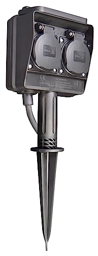 MC Power - Gartensteckdose | 2-Fach Außen-Steckdose, Schutzklasse IP44...