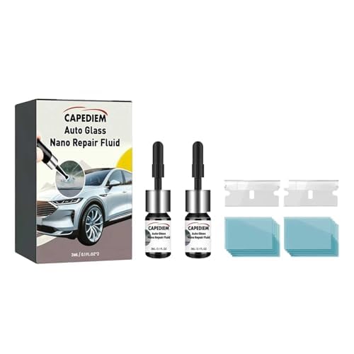 CAPEDIEM 2026 New Windshield Repair Kit for Chips and Cracks, Glass Repair Fluid with 2 Bottles of Resin, Glass Repair Kit Windshield for Fixing Chips, Cracks, Bulls-Eye and Star-Shape Cack