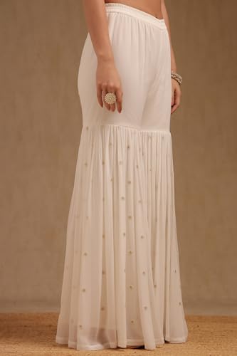 Image of Soch Womens Georgette Embroidered Suit Set With Beads And With Stones