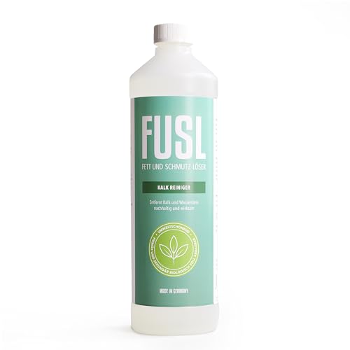 FUSL Botella de limpiador de cal de 1 L, limpiador de calidad para baño, cocina y sanitario, aplicable en superficies como grifos, azulejos, lavabos, mamparas de ducha, inodoros, hervidores de agua y