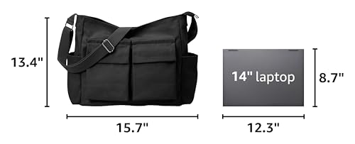 Image of KALIDI Canvas Tote Bag Zipper Large Crossbody Shoulder Bag Messenger Bag
