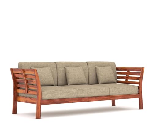 Image of Sheesham Solid Wood 7 Seater Sofa Set for Living Room(7 Seater) (Teak 1)