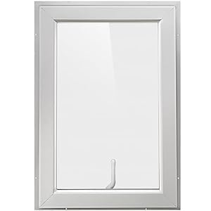 HIOSTAO House Window White,Casement Window 5 mm Reinforced Glass with Transverse Magnetic Mesh,4 Gear Opening Position Adjustment Roof Window,36 x 24 x3.15 inch