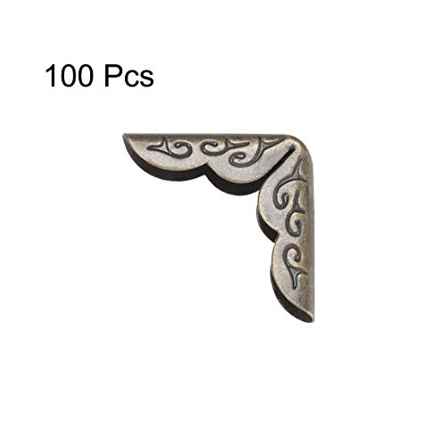 Image of uxcell Metal Book Corner Protectors Edge Cover Guard 21x21x5mm Bronze Tone 100pcs