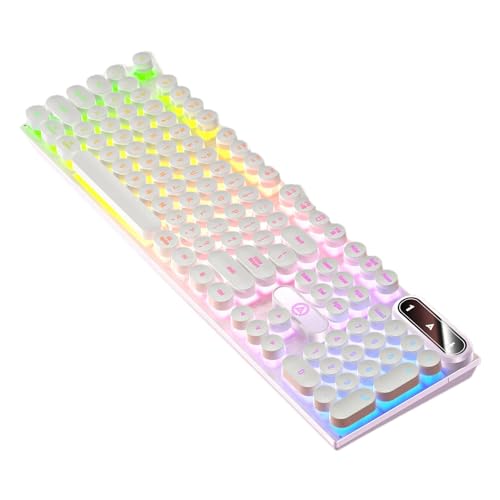 Clavier d'ordinateur éclairé - clavier lumineux, clavier mécanique rétro punk éclairé pour machine à écrire | cache-touches rondes, 104 touches,...