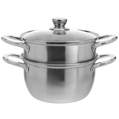 PERSELOSO Olla de Vapor de Doble Capa Acero Inoxidable 20 CM Vaporera para Cocinar al Vapor Compatible Cocinas de Gas E Inducción Utensilios de Cocina para Verduras Pescado y Aves