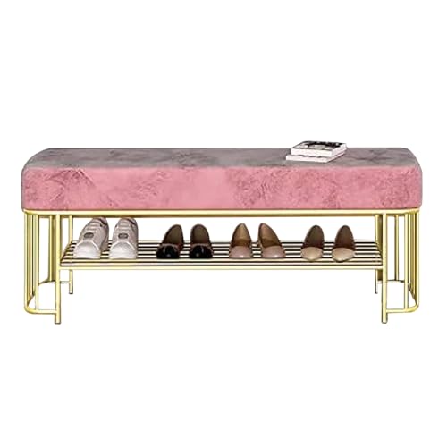 Banc à chaussures en métal à 2 niveaux avec coussin confortable