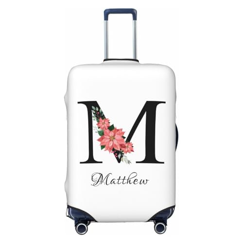 M Letter Custom Luggage Cover with Name Photo Text Personalized Suitcase Covers Double Sided Customized Elastic Washable Anti-Scratch Travel Baggage Case Protector Fits 29-32 Inch Luggage