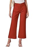 luvamia Wide Leg Jeans for Women Trendy High Waisted Flare Jeans Cropped Denim Pants Stretchy Baggy with Patch Pockets Orange Rust Size X-Large Fits Size 16-18