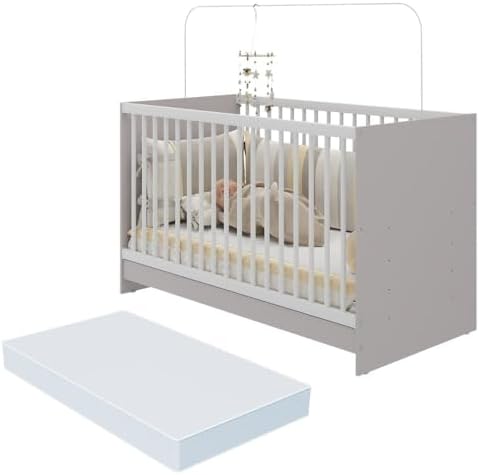 Berço 3 em 1 com Colchão Incluso Multimóveis Mp4394 Cinza/branco