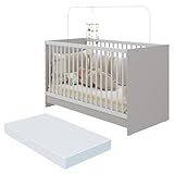 Berço 3 em 1 com Colchão Incluso Multimóveis Mp4394 Cinza/branco