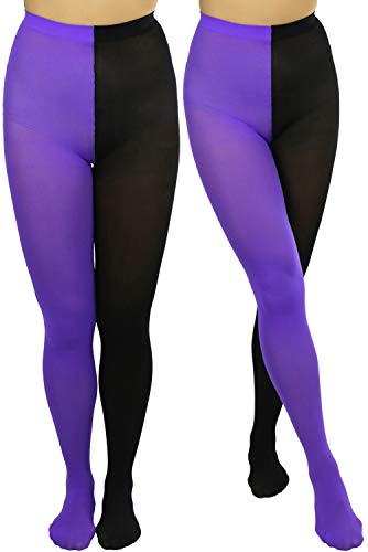 Image of ToBeInStyle Women's Two Toned Vibrant Jester Contrast Opaque Multicolored Tights