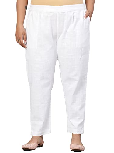 COTREL Plus Size Women Pure Cotton Straight FIT Casual Trouser Pant