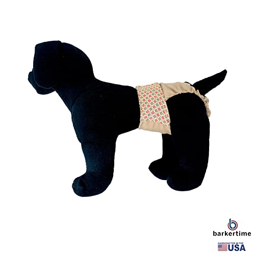 Barkertime Red And Brown Flowers On Beige Premium Waterproof Dog Diaper, Xs, With Tail Hole - Made In Usa #TOP1