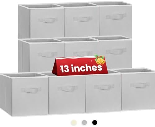 MDesign Fabric Storage Bins 4-Pack - Foldable Cloth Cubes For Closet, Shelves, Organizers (Gray)