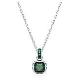 Swarovski Birthstone pendant, Square cut, May, Green, Rhodium Finished