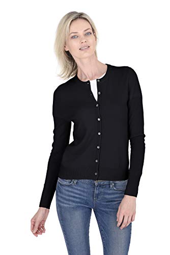 Cashmeren Crewneck Cardigan Sweater 100% Cashmere Button Front Long Sleeve Pullover for Women4