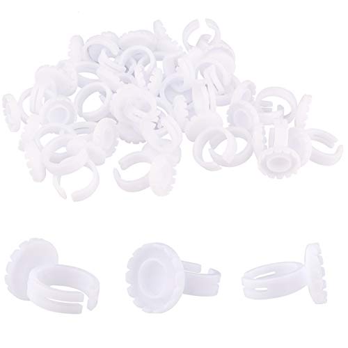 BEYELIAN Smart Glue Cups, Glue Rings For Eyelash Extensions, Can Fasten to Tweezers, Lash Glue Holder Fanning, Volume Fan Blooming Cups, Lash Extension Supplies, Disposable Plastic Rings, 50 PCS