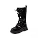IWIHMIV Girls High Boots Non Slip Riding Boots with Side Zipper Fashion Comfortable Square Toe Tall Booties（Black,13
