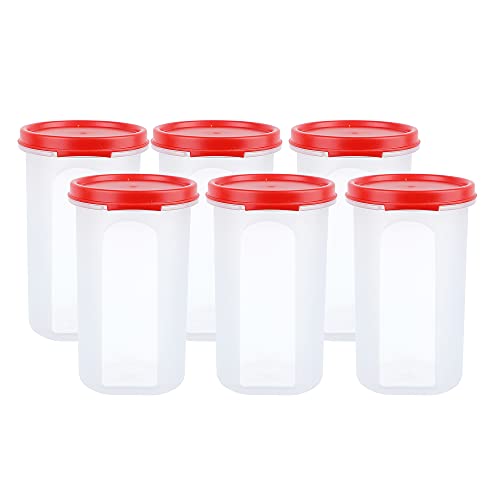 Image of Cutting EDGE 585ML Smart Slim Storage Airtight Container-Red,Set of 6 | Plastic material, pantry organization, pulses storage, grains storage, shelf arrangement, compact design, kitchen Storage