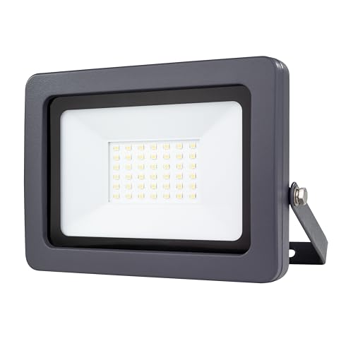 REV Proyector LED FLARE - IP65, iluminación exterior 30W, 2550 lúmenes, 6500 K, ideal para entradas de patio, garajes y entradas de casa, antracita