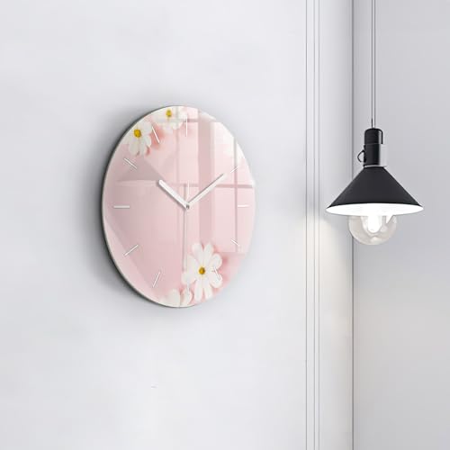 Horloge moderne Wallfluent en verre fleurs de stokrotka 30cm - 4