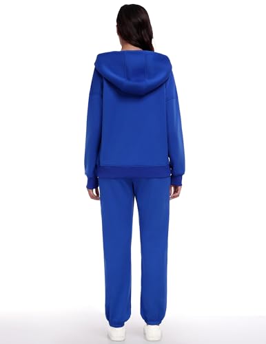 PINSPARK 2 Piece Sets for Women Fleece Sweatsuits Zip Up Hoodie Sweatshirts Drawstring Jogger Sweatpants With Pockets 20242