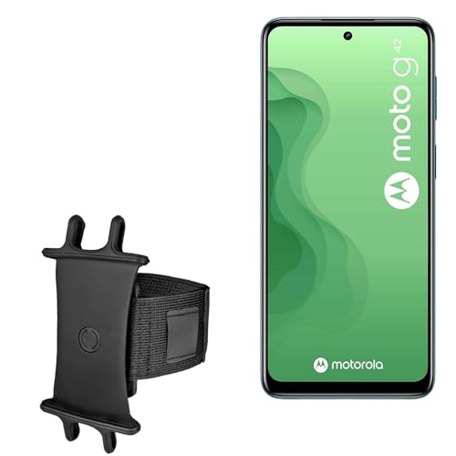 BoxWave Holster Compatible with Motorola Moto G42 - ActiveStretch Sport Armband, Adjustable Armband for Workout and Running - Jet Black