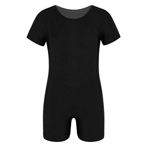 Daenrui Kids Girls Boys Short Sleeve Tumbling Unitard Athletic Gymnastic Biketard Ballet Dance Leotard Black 8 Years #TOP24