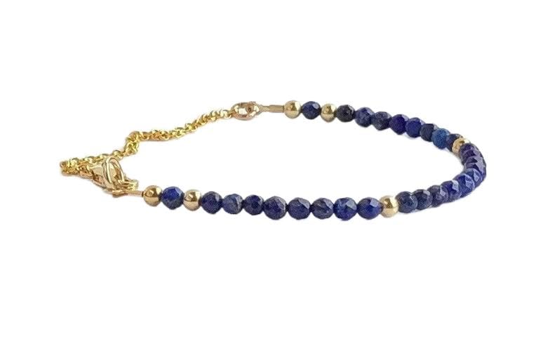 Bracelet lapis lazuli 4mm facetté LKBEADS or chic unisexe
