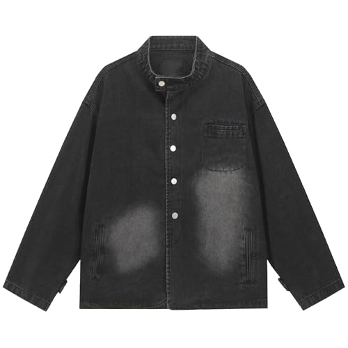 Veste en jean vintage délavée hommes coupe régulière sans rigidité