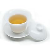 Liang baobao Ice Jade White Porcelain Gaiwan,5oz Teacup Suet-fat Jade Porcelain Chinese Tea Cup Set for Gongfu Tea (White-)