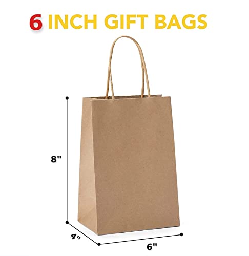 Image of Disposable Brown Kraft Paper Bags 6 inchx8 inchx4 inch Pack of 25pcs- Small Party Favor Goodie Bag, Craft Paper Return Gift Bags -Disposable Recycled Eco Friendly Paper Bags (6 inchx8 inchx4 inch)