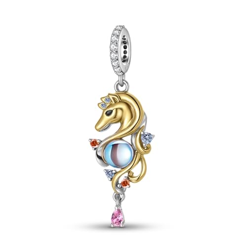 Dije de unicornio plata S925 colgante piedra lunar para joyas DIY