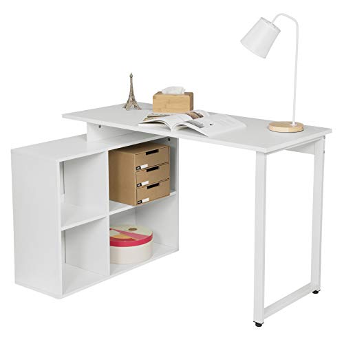 EUGAD 0077ZZ Schreibtische Computertisch PC-Tisch Bürotisch Arbeitstisch mit Ablagen Holz Weiß 116x75x80cm – Bild 7
