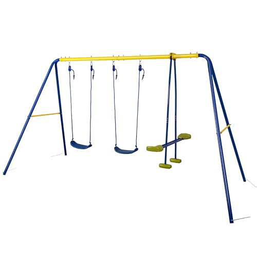 HLC Lot de Trois Balançoires pour Enfants, avec Deux Sièges de Balançoire et Une Balançoire Face à Face, Idéal pour la Maison/Parc/Jardin