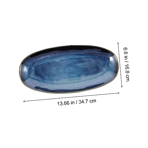 Plato grande azul de cerámica Luxshiny miniatura 7