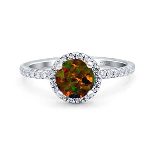 Blue Apple Co. Halo Art Deco Engagement Wedding Bridal Ring Round Simulated Cubic Zirconia 925 Sterling Silver