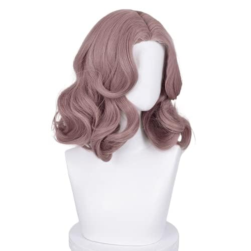 TO KU TOO YUO Game Cosplay Wig Short Taro Color Curly Hair Simulation Scalp Heat Resistant Synthetic Hair Party + Wig Cap