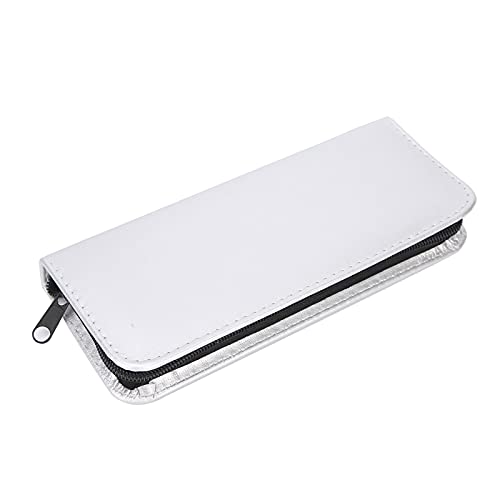 HilBeliFU Capa de tesoura de camada dupla, bolsa de tesoura grande com cintos de armazenamento, suporte de tesoura de cabelo de couro PU, estojo de armazenamento portátil de tesoura para barbeiros