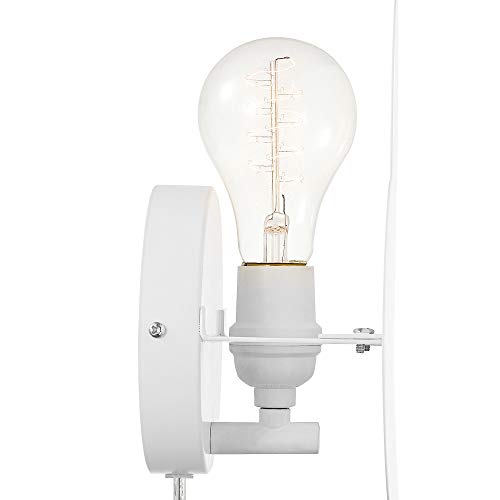 Globe Electric 51492 1-Light Floating Cloud Plug-In Wall Sconce, Matte White, 6Ft Clear Cord, Inline On/Off Rocker Switch, Wall Lights For Bedroom Plug In, Kitchen Sconces Wall Lighting #TOP1