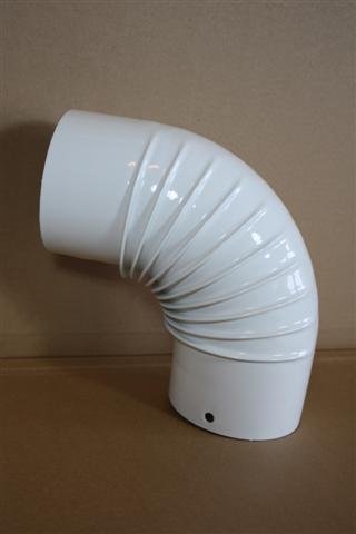 Preisvergleich Produktbild Rauchrohr, Ofenrohr Bogen 90° weiß emailliert 120 ø 0,6mm stark