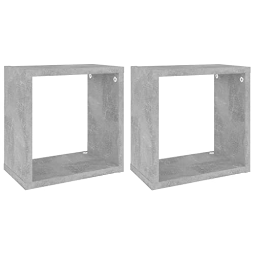 vidaXL 2X Estante Cubo Pared Estantería Colgante CD Libros Coleccionables Fotos Premios Adornos Decoración Librerías Hogar Gris Hormigón 26x15x26 cm