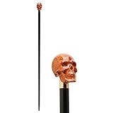 Bastón de paseo para hombre, con mango en polvo de mármol decorado y pintado a mano, estilo country y dandy, modelo estilo cabeza calavera, ver foto. Bastón de paseo elegante.