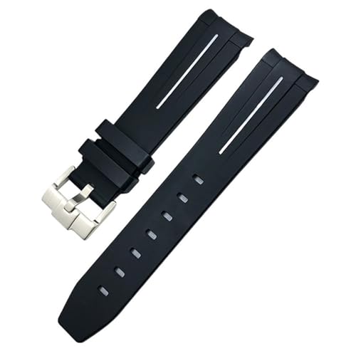 VYSLZ Correa de reloj de goma de silicona de 20mm para reloj Omega Rolex Submariner GMT Seamaster Speedmaster Moon, correa impermeable colorida(Black white)