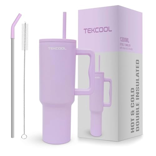 Image of Tumbler with lid and Straw 1200ML Cup Stainless Steel Hot and Cold with Handle and Lid 2 Straw Vacuum Insulated Tumbler for Water, Iced Tea or Coffee Office Gym Travelling