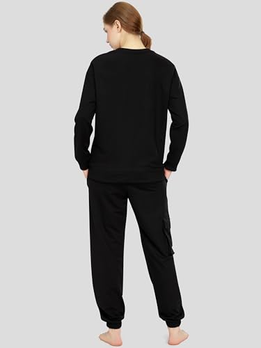 Image of ZEYO Women's Cotton Track Suit Typography Printed Sweatshirt Co-ords Set 5821